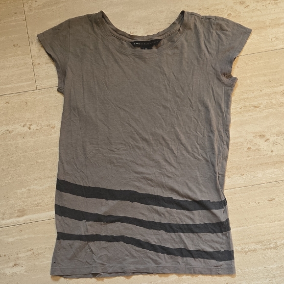 Marc By Marc Jacobs Tops - Marc by Marc Jacobs Army Green/Black Stripe Cap Sleeve Cotton Tee